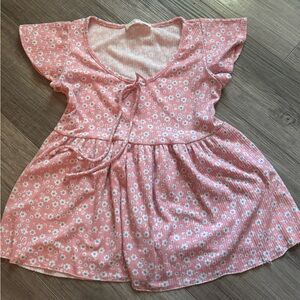 Pink and White baby doll top